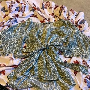 SHEIN green leopard print blouse/women’s size small